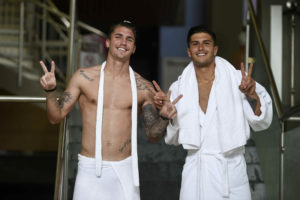 Foto LaPresse - Fabio Ferrari
21/07/2016 Bormio, Sondrio ( Italia )
Spo, Calcio
Ritiro Estivo Torino FC -  I giocatori del Torino Fc alle Terme di Bormio.
Nella foto: Lyanco, Bonifazi

Photo LaPresse - Fabio Ferrari
21/07/2016 Bormio, Sondrio ( Italy )
Spo,Soccer
Pre season summer camp Torino FC - Torino Fc at Terme of Bormio.
In the pic: Lyanco, Bonifazi
